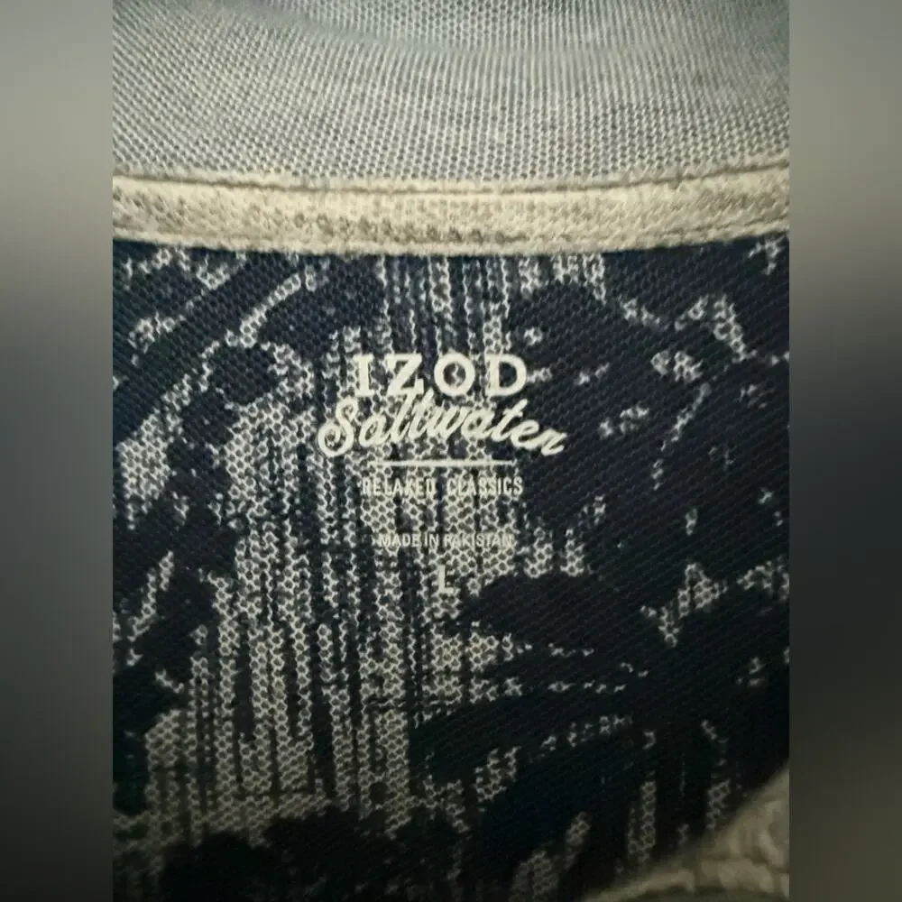 Mens IZOD Saltwater Quarter-Zip Sweater Heather Gray Pullover Shirt Size Large